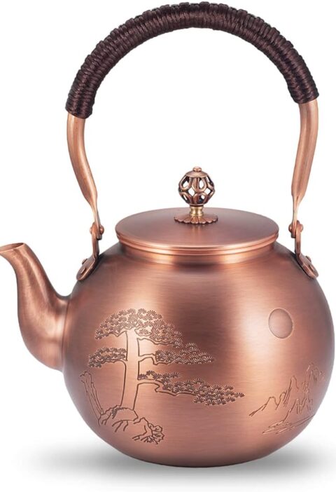 Copper Teakettle for Stove Top, Handmade Solid Teapot