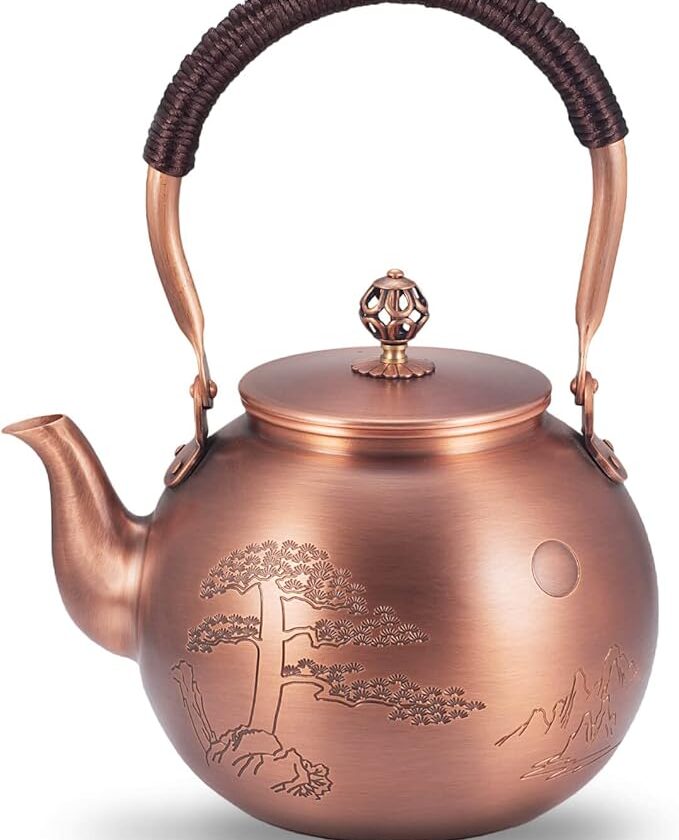 Copper Teakettle for Stove Top, Handmade Solid Teapot