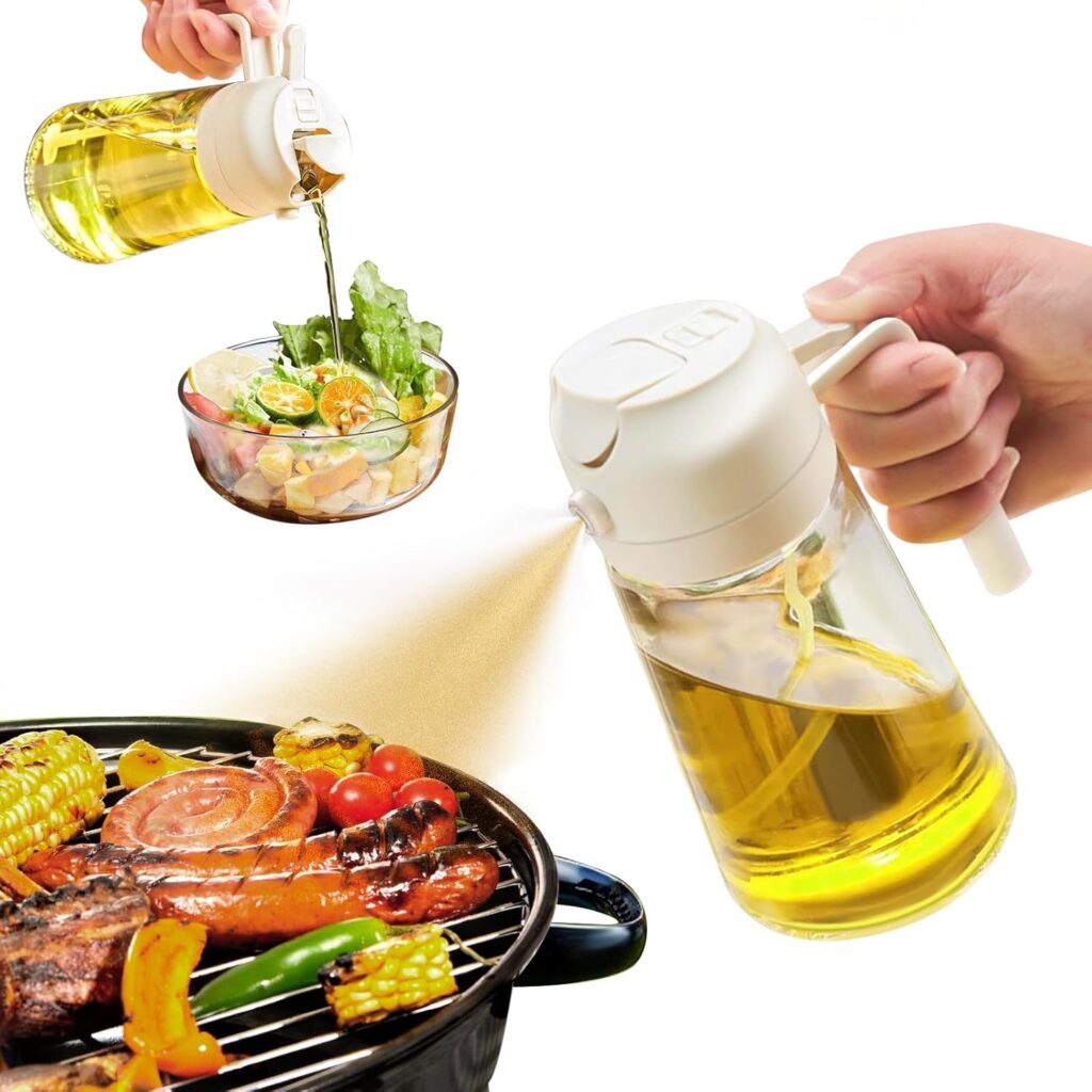 Oil Sprayer for Cooking, 2 in 1 Olive Oil Dispenser Bottle for Kitchen, Oil Sprayer for Cooking